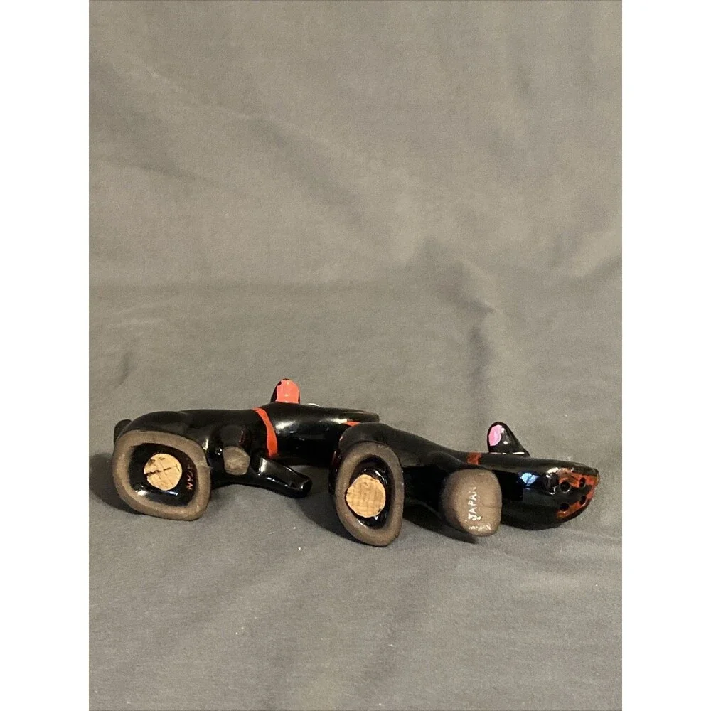 Black Dog Vintage Salt & Pepper Shaker Set Abstract Puppy Dog Japan